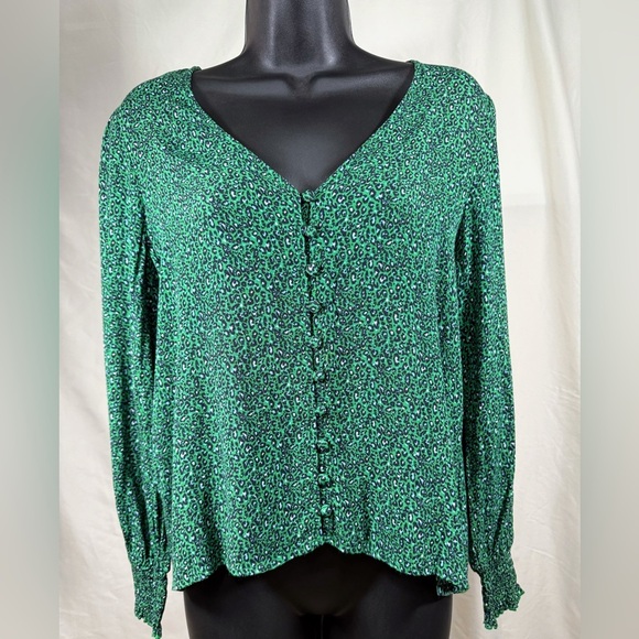 Sanctuary Blouse Women sz:S Green Tunic Long Sleeve Cottagecore Boho Softgirl - Picture 1 of 7